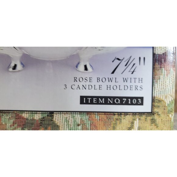 Davo Silver Bowl With 3 Candle Holders New In Box 7 1/4" Diameter Floral Design - Picture 3 of 6